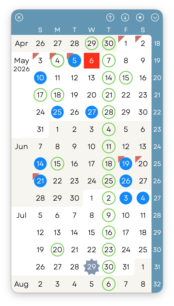 3MC with a variety of day markers enabled